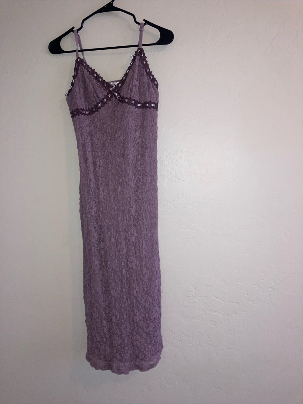 Madden Girl Dusty Lavender Lace Slip Maxi Dress